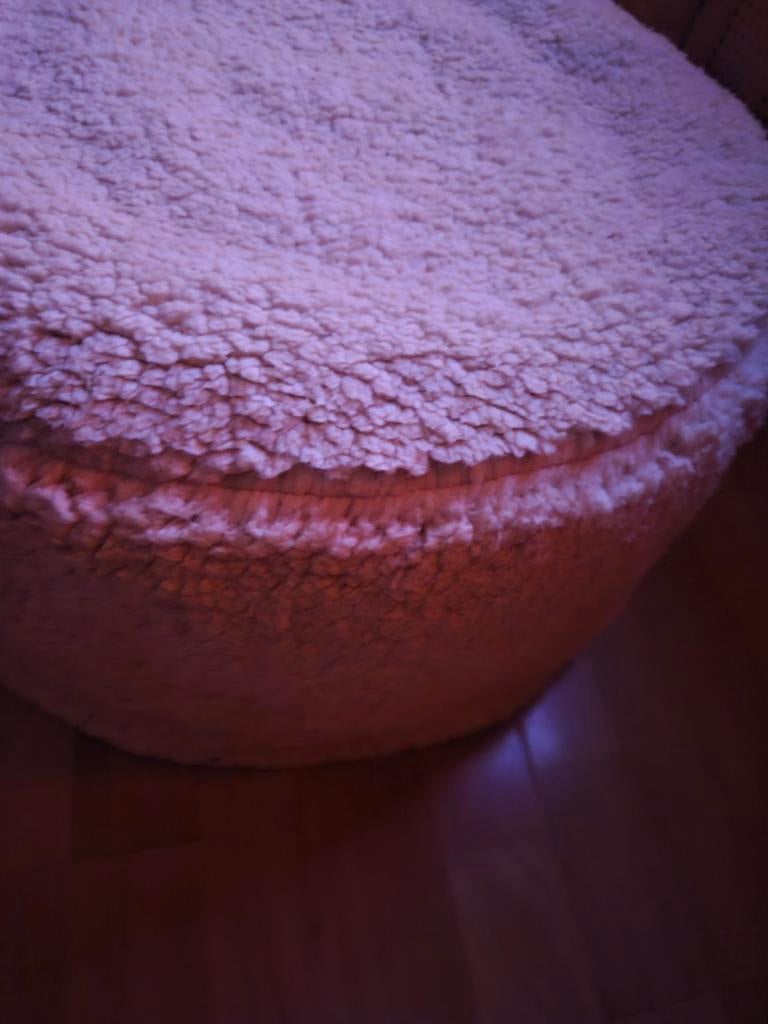 BOUCLE POEF BEIGE, Ophalen of Verzenden, Rond, Minder dan 50 cm, Minder dan 50 cm