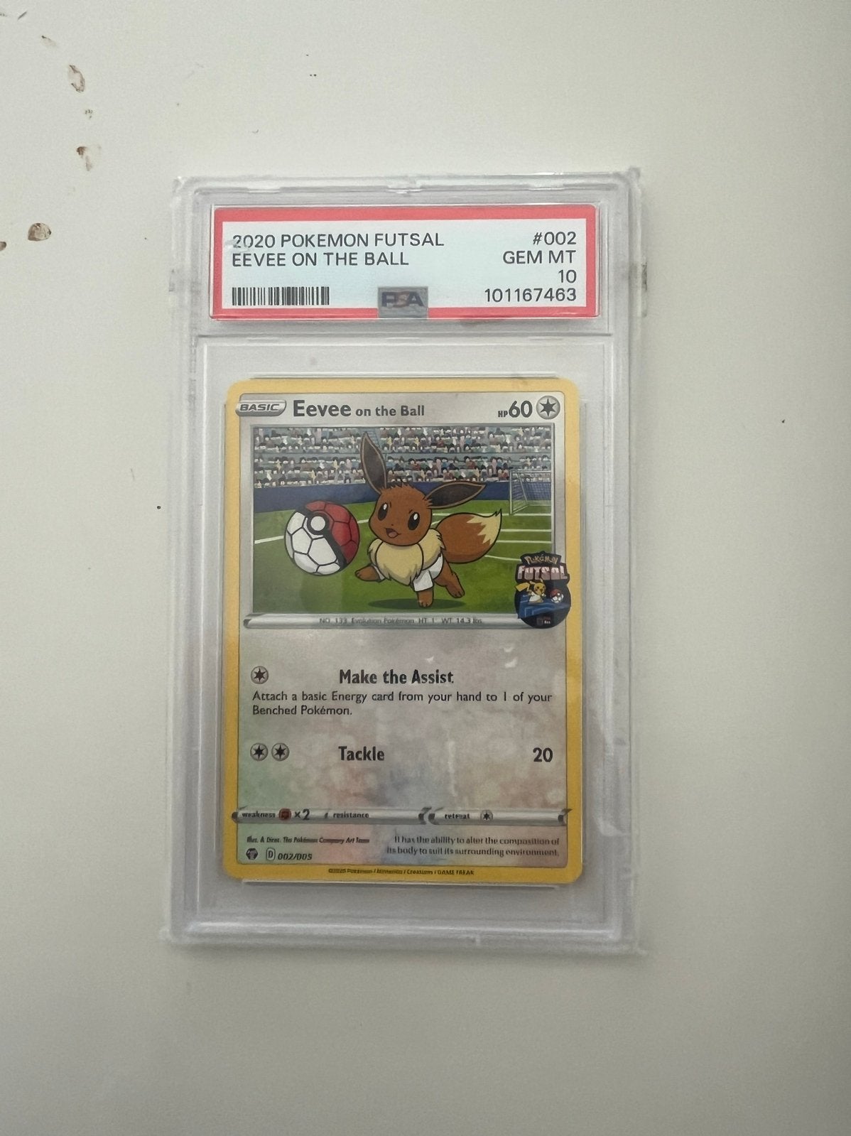 PSA 10 Eevee on the Ball Futsal Promo Pokemon Kaart, Ophalen of Verzenden, Nieuw, Losse kaart, Foil