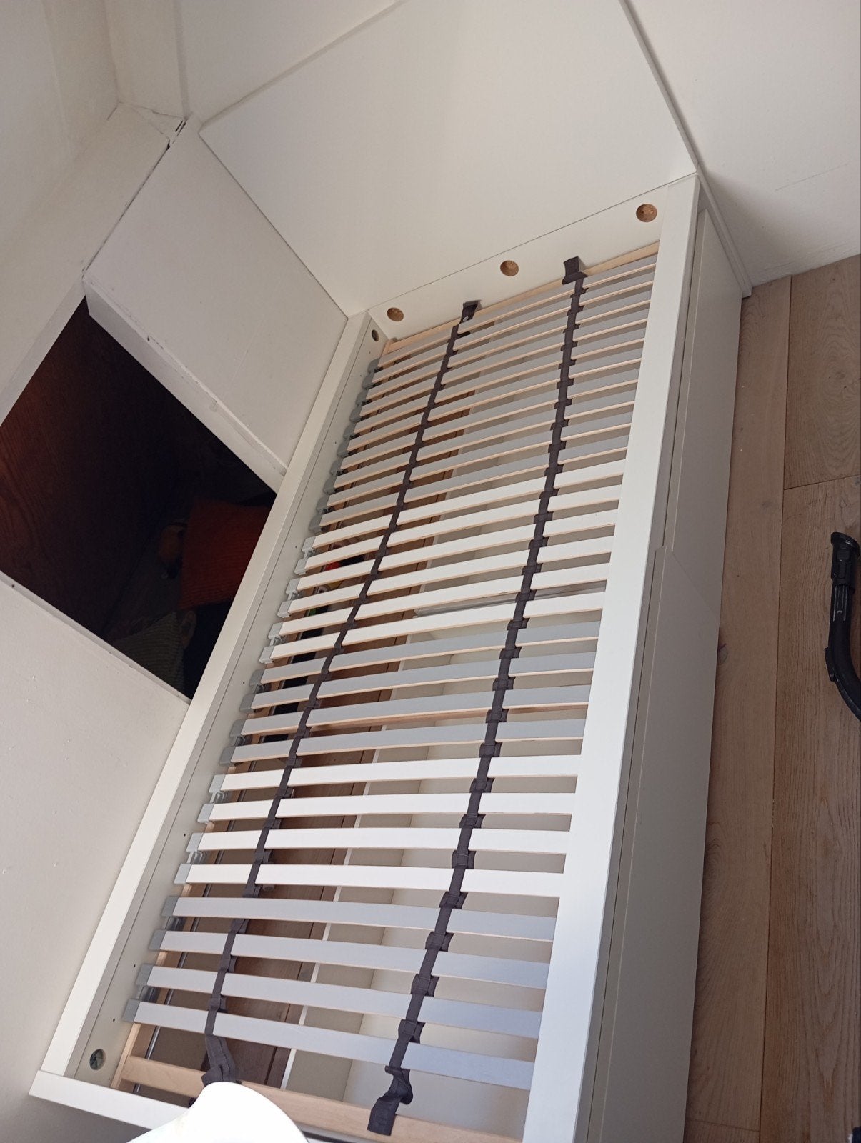 IKEA MALM bedframe wit 90x200 met lattenbodem, Gebruikt, 90 cm, Eenpersoons, Wit