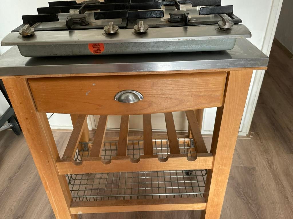 RVS Gadfornhuis met zware troly RVS plaat samen in 1 kooo, 60 cm of meer, Zo goed als nieuw, Gas, Vrijstaand