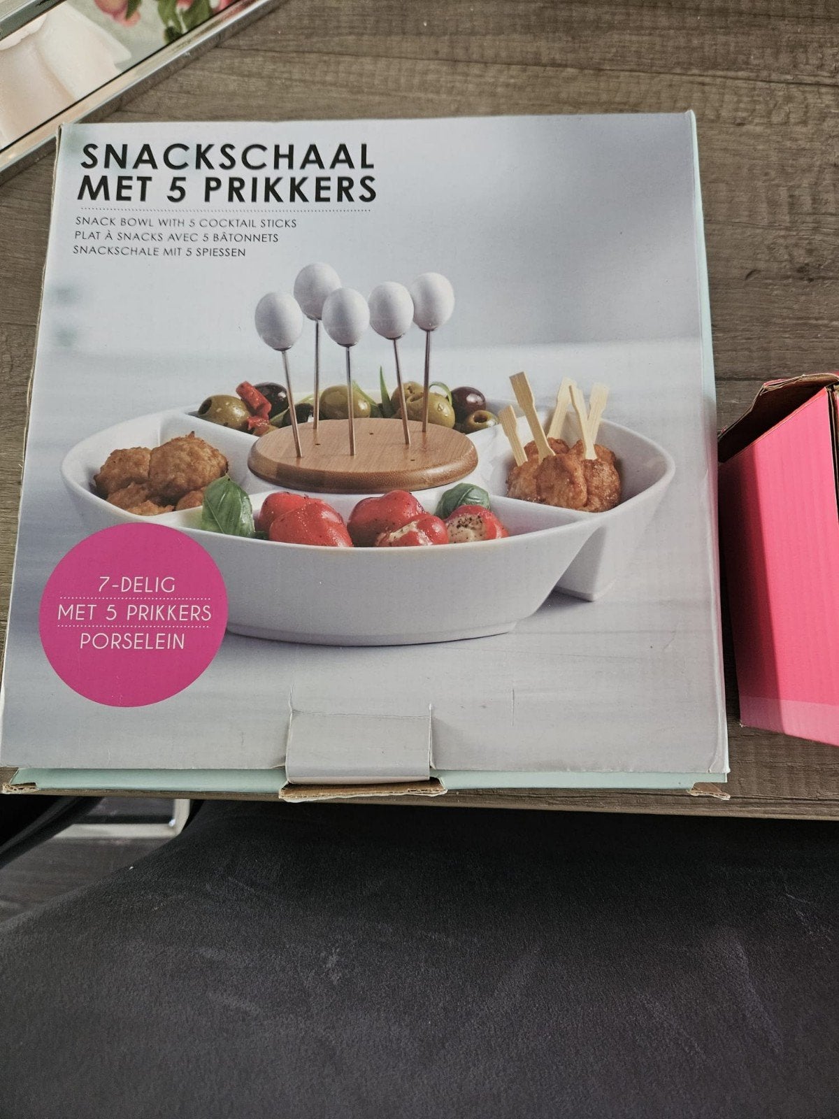Snackschaal met 5 prikkers, Ophalen of Verzenden, Nieuw