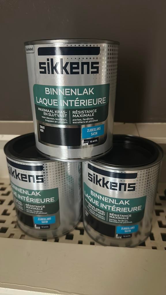 Sikkens zijdeglans waterbasis 17 euro p,s nw, Ophalen of Verzenden, Nieuw, Zwart, Lak