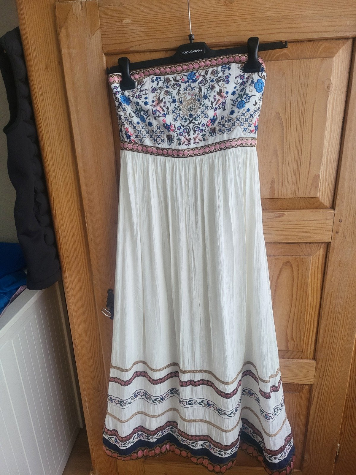 Alice + Olivia Strapless Maxi Jurk met Borduurwerk, Maat 38/40 (M), Wit, Ophalen of Verzenden, Zo goed als nieuw