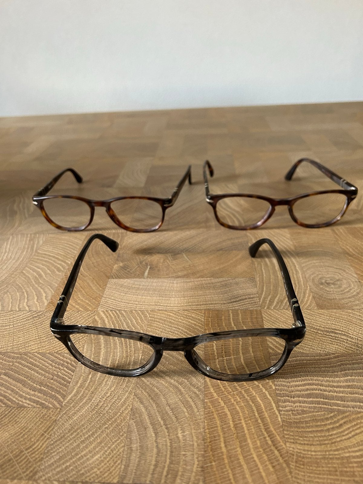 3 Persol brillen: Antraciet, Bruin, Blauw, Overige merken, Gebruikt, Bruin, Ophalen of Verzenden