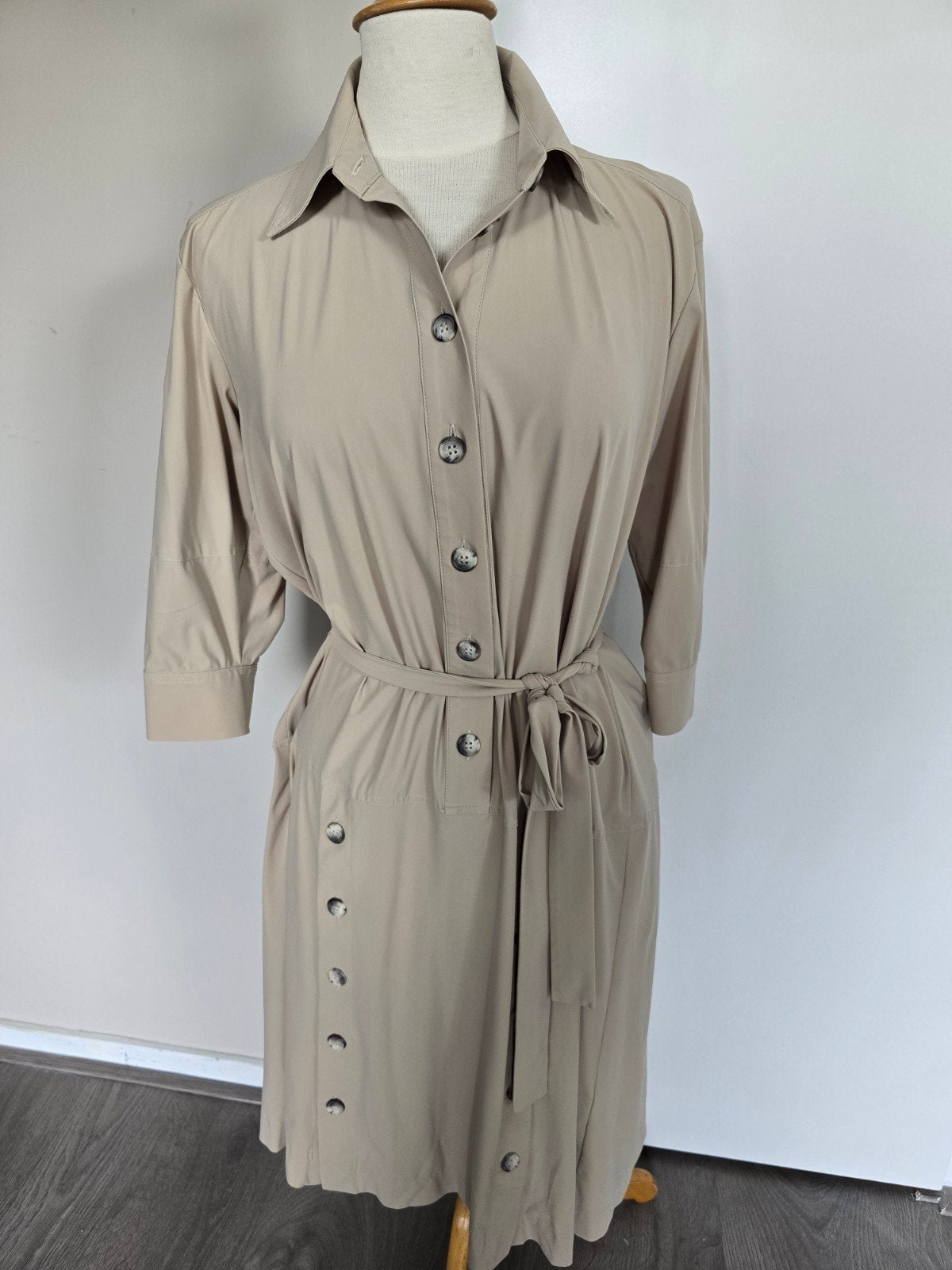 Jane Lushka travelstof jurk S, Kleding | Dames, Ophalen of Verzenden, Zo goed als nieuw, Maat 38/40 (M), Bruin