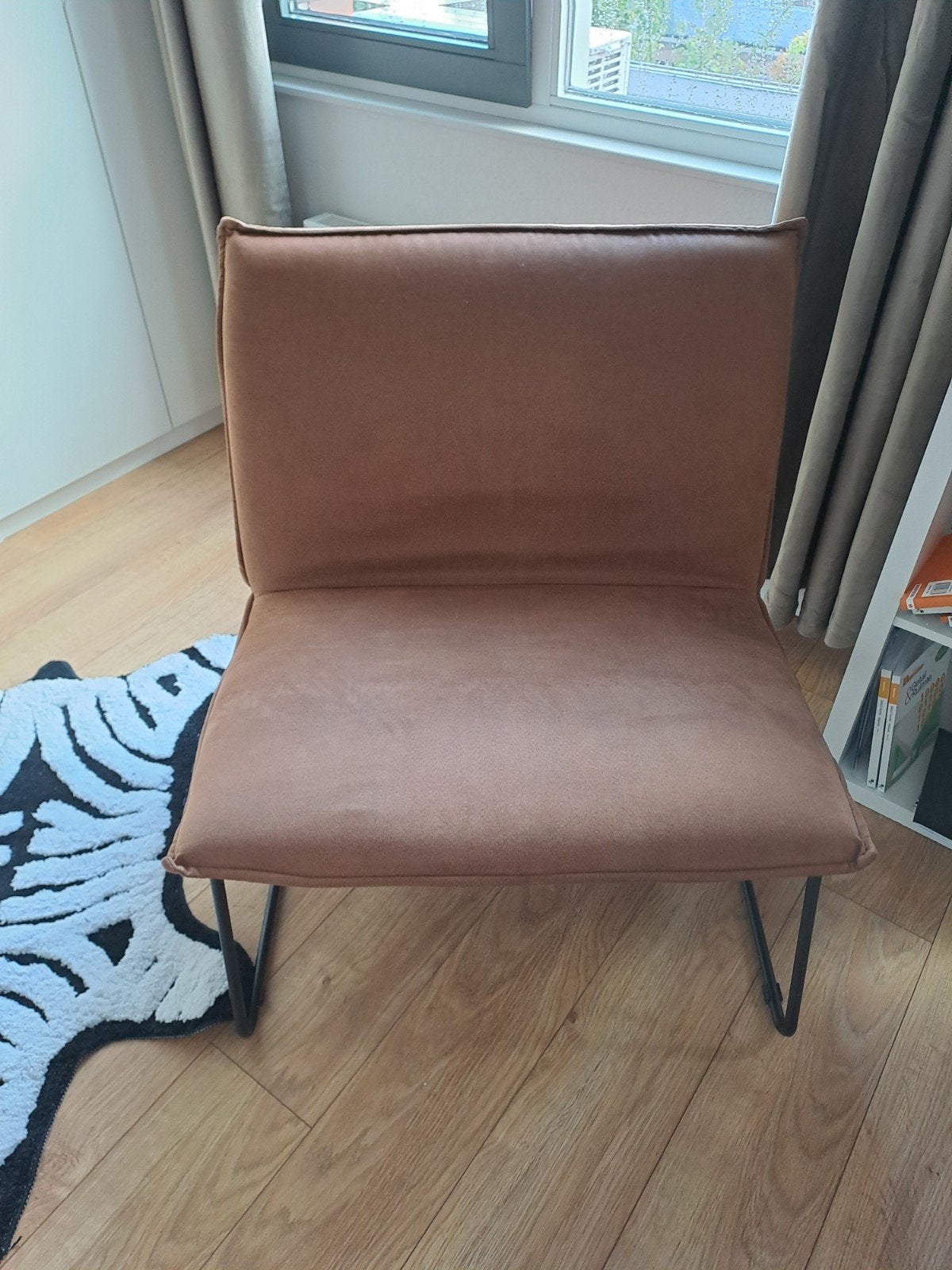 cognac kleur stoel / fauteuil, Ophalen, Eenpersoons, 75 tot 100 cm, Zo goed als nieuw