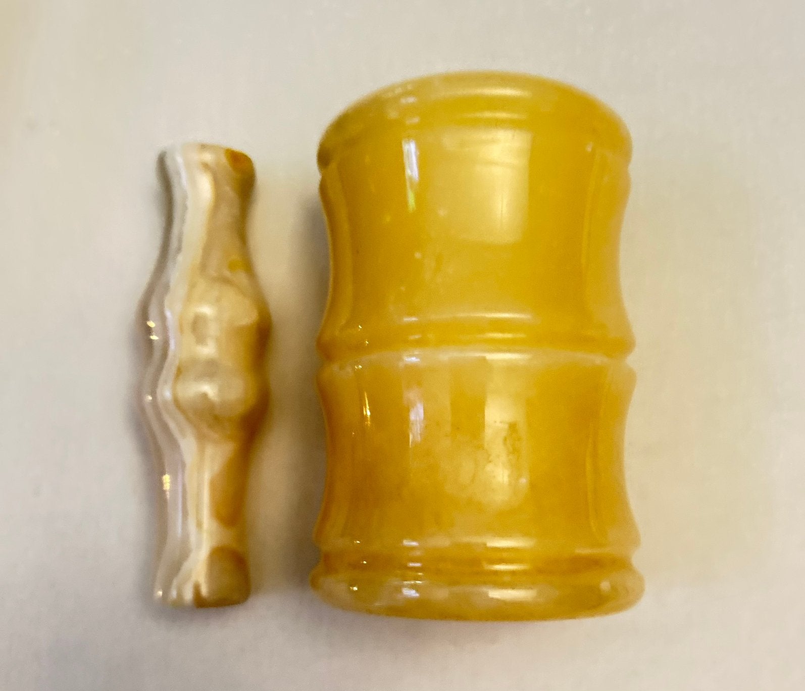 Edelsteen Calciet Vijzel en stamper 10 cm, Ophalen of Verzenden, Zo goed als nieuw, X, X