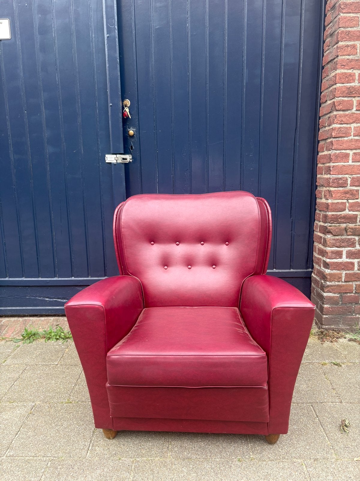 Vintage Rode Fauteuil - Comfortabele Blikvanger, Ophalen