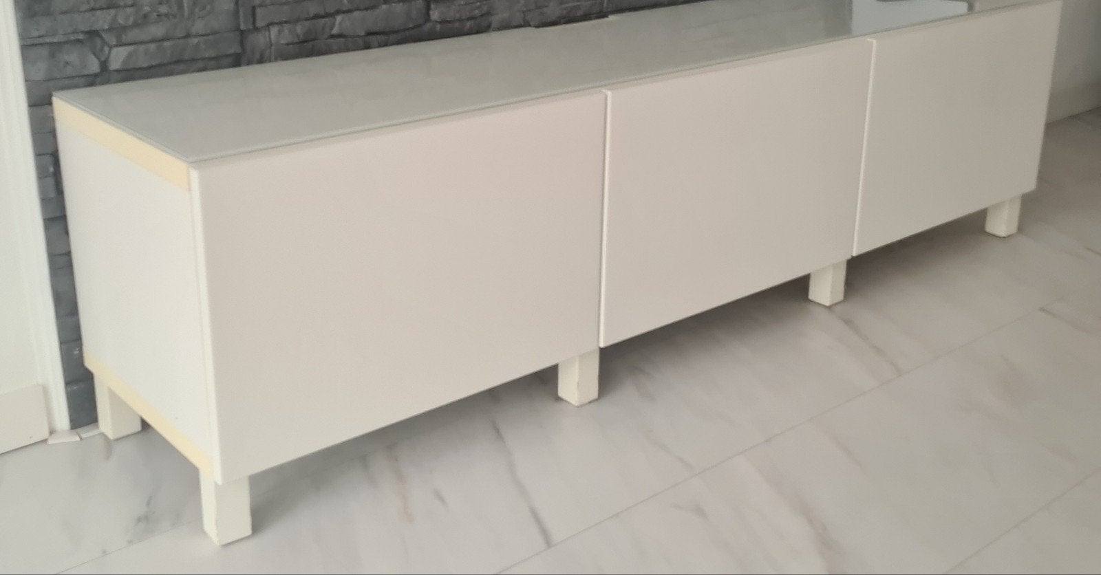 IKEA PLATSA TV-meubel met deuren, wit Fonnes/wit, Overige materialen, Gebruikt, Modern, Scandinavisch, 150 tot 200 cm