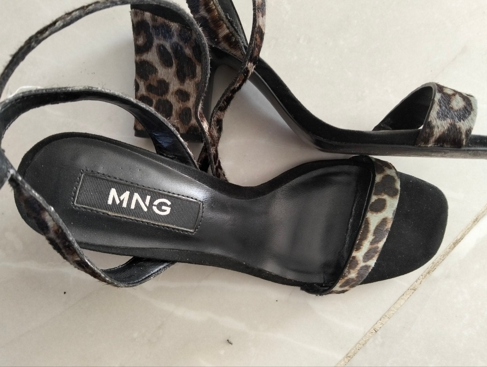 MNG Leopard Print Sandalen Maat 39 - Nieuwstaat, Overige kleuren, MNG, Zo goed als nieuw, Sandalen of Muiltjes