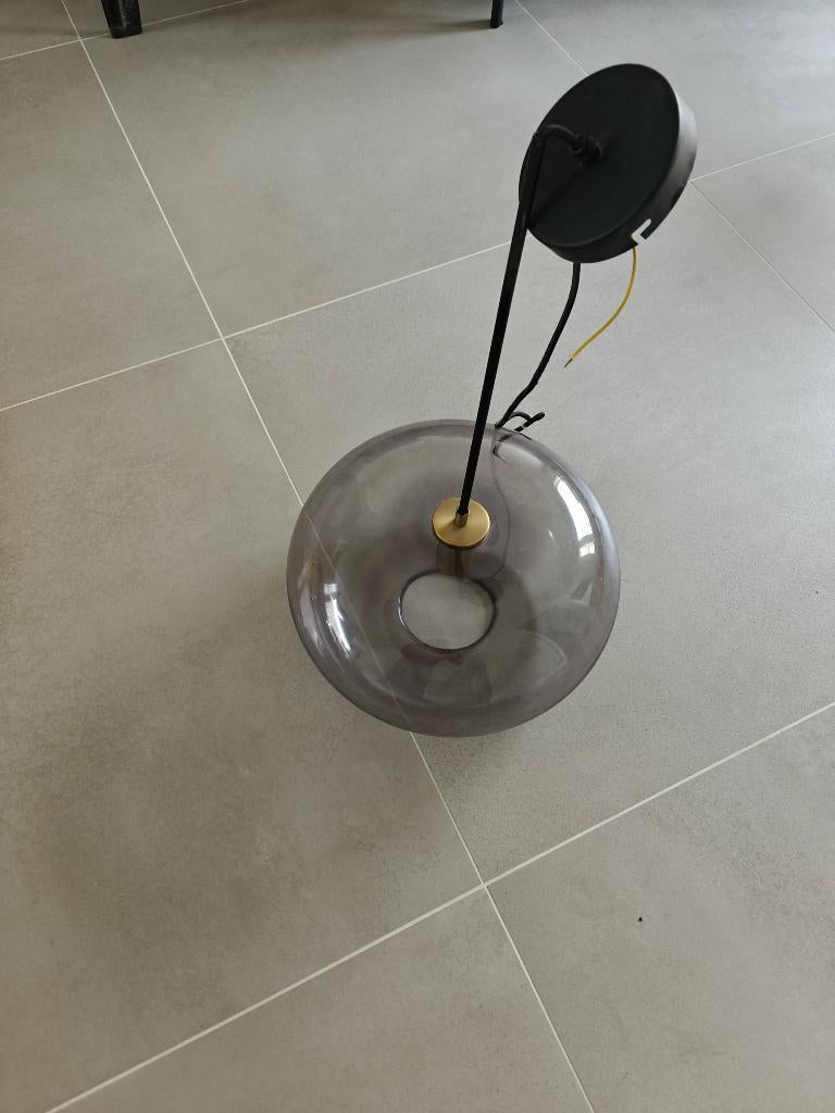 Ronde glazen hanglamp, Ophalen, Zo goed als nieuw, Glas, New vintage