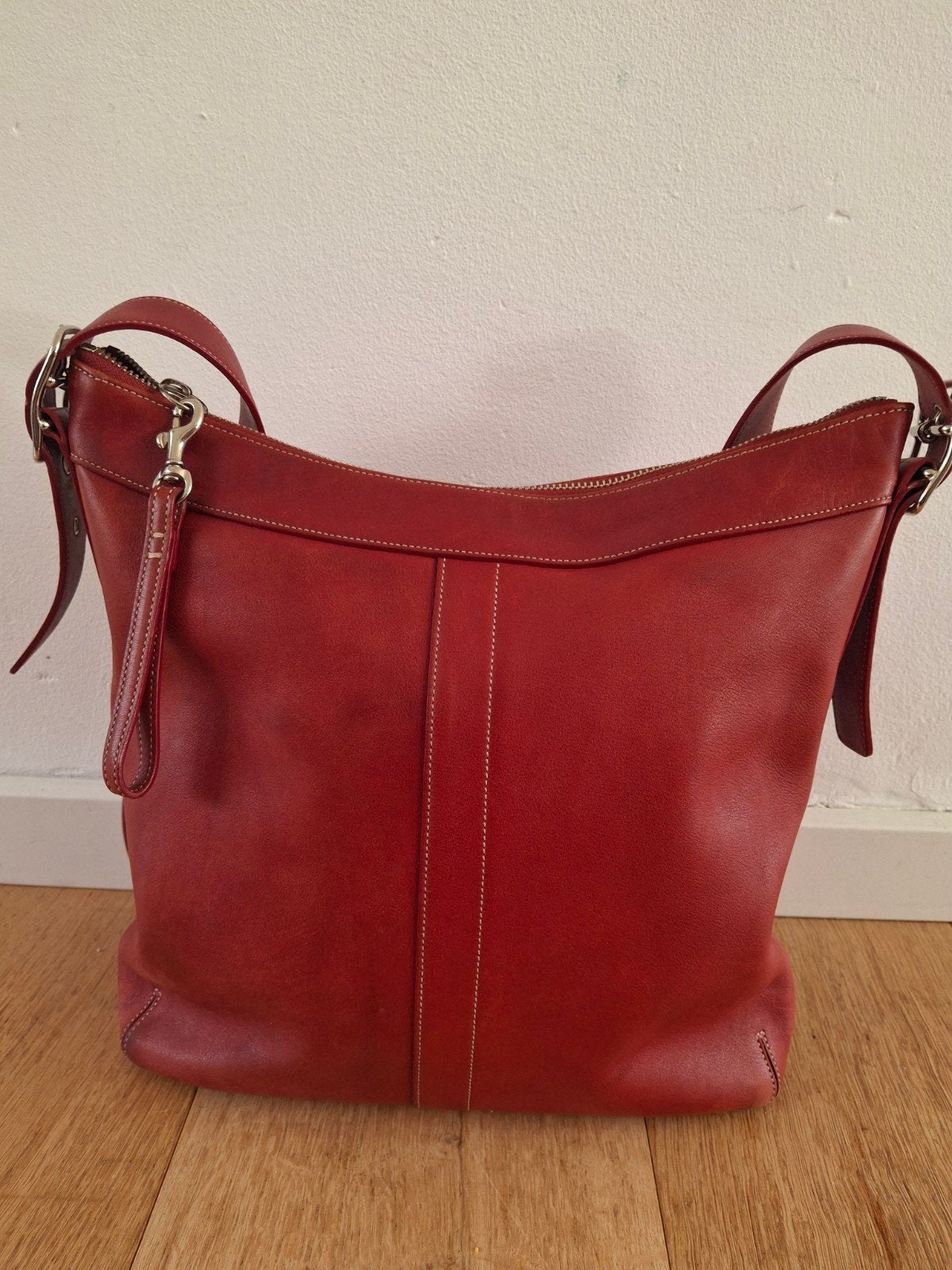 Vintage Coach Schoudertas Rood Leer ', Ophalen of Verzenden, Zo goed als nieuw, Rood, Schoudertasje