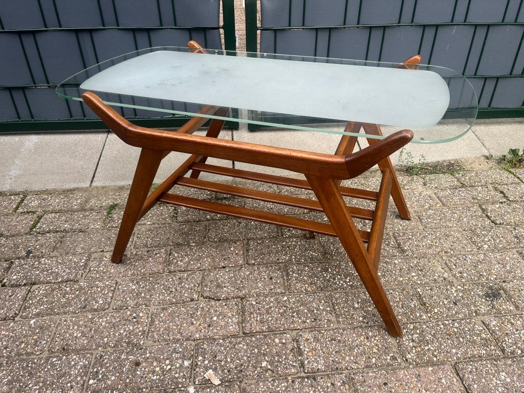 Vintage Mid-Century Teakhouten Salontafel, Ophalen, Minder dan 50 cm, Gebruikt, 50 tot 100 cm