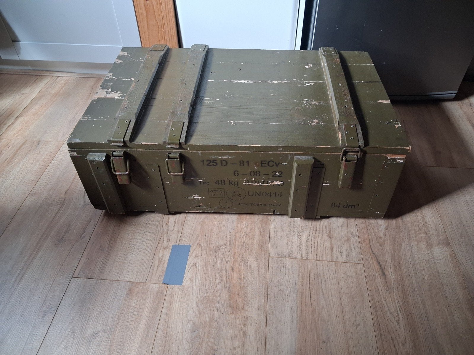 Vintage houten kist - Legergroen - Opslag/Decoratie, Huis en Inrichting, Woonaccessoires | Kisten, Ophalen, Gebruikt, 50 tot 100 cm