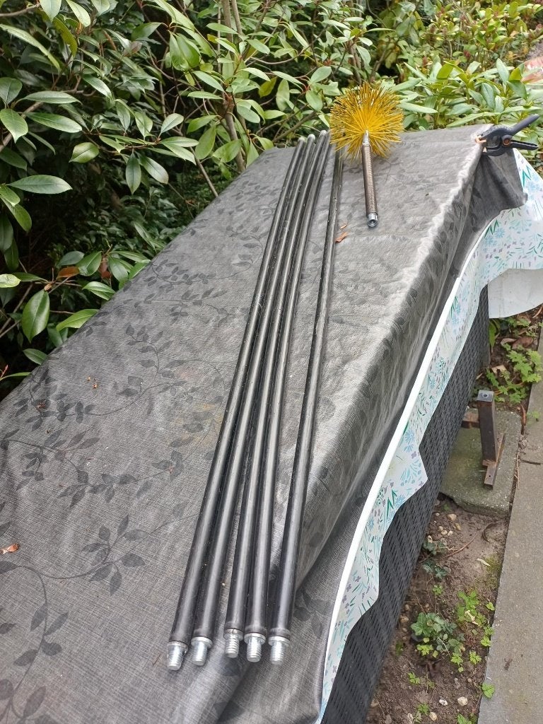SCHOORSTEEN VEEGSET 150 MM FLEXIBEL., Ophalen, Zo goed als nieuw, Hout, Overige soorten