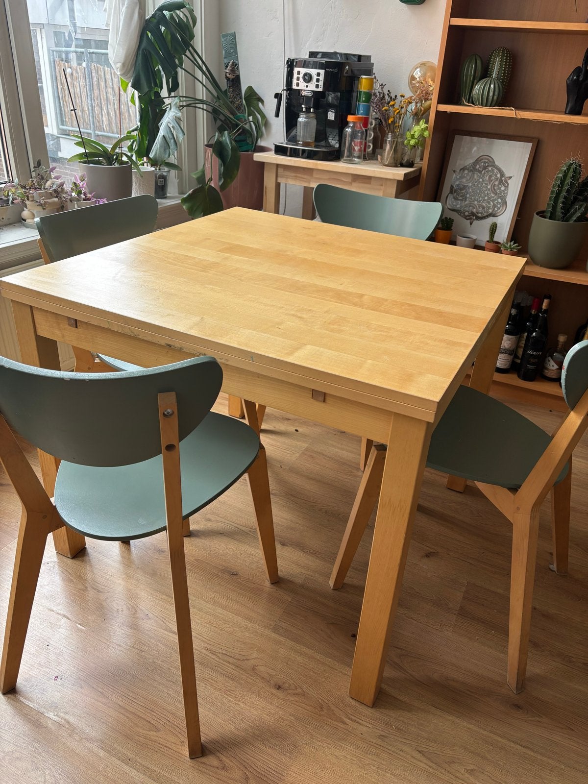 Extendable Dining Table with 4 Chairs, Ophalen, Gebruikt, 100 tot 150 cm, 50 tot 100 cm
