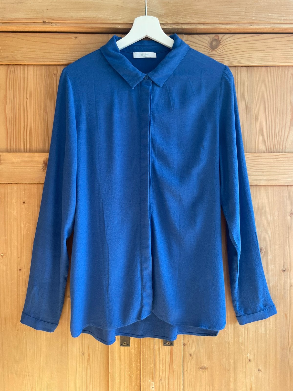 Viscose blouse van By-Bar maat L., Verzenden, Zo goed als nieuw, Maat 38/40 (M), Blauw