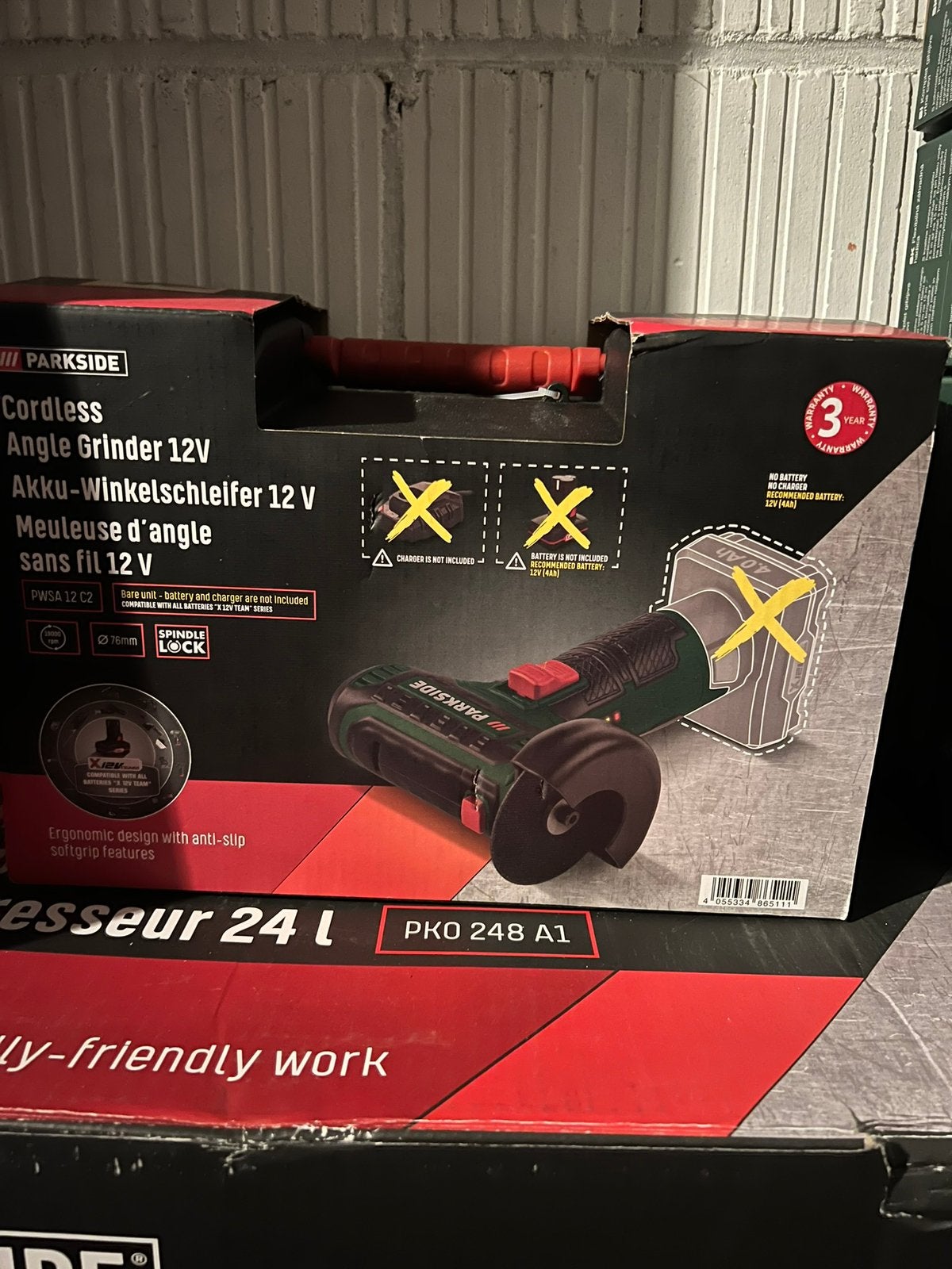 PARKSIDE Accu-haakse slijpmachine 12V zonder accu, Ophalen of Verzenden, Nieuw, Minder dan 700 watt, Haakse handslijpmachine