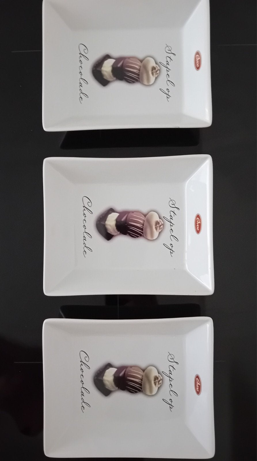 Mooie set van 3 vierkant serveerschaaltjes., Ophalen, Zo goed als nieuw, Porselein, Schaal of Schalen