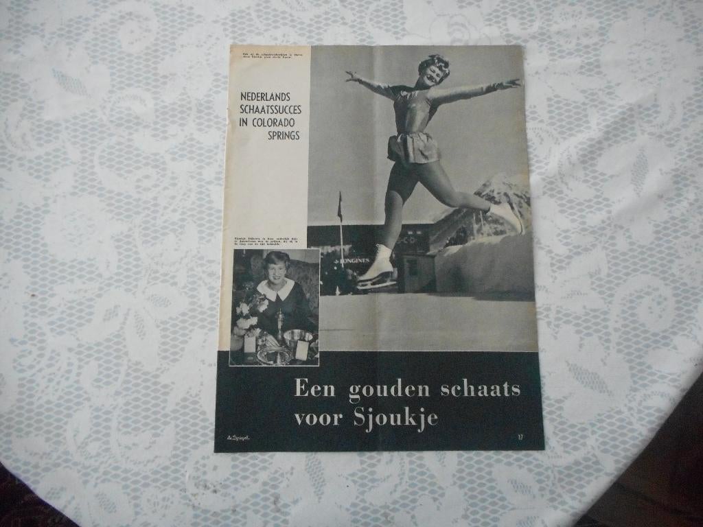 Sjoukje Dijkstra. Kunstschaatsen. Gouden schaats. 1959., Ophalen of Verzenden, 1940 tot 1960, Nederland, Knipsel(s)