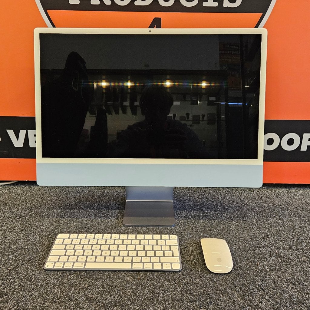 iMac 24 Inch 2021 Blauw - M1 8GB RAM 512GB SSD - Compleet, Computers en Software, Apple Desktops, Apple, Zo goed als nieuw, Support@apple.com