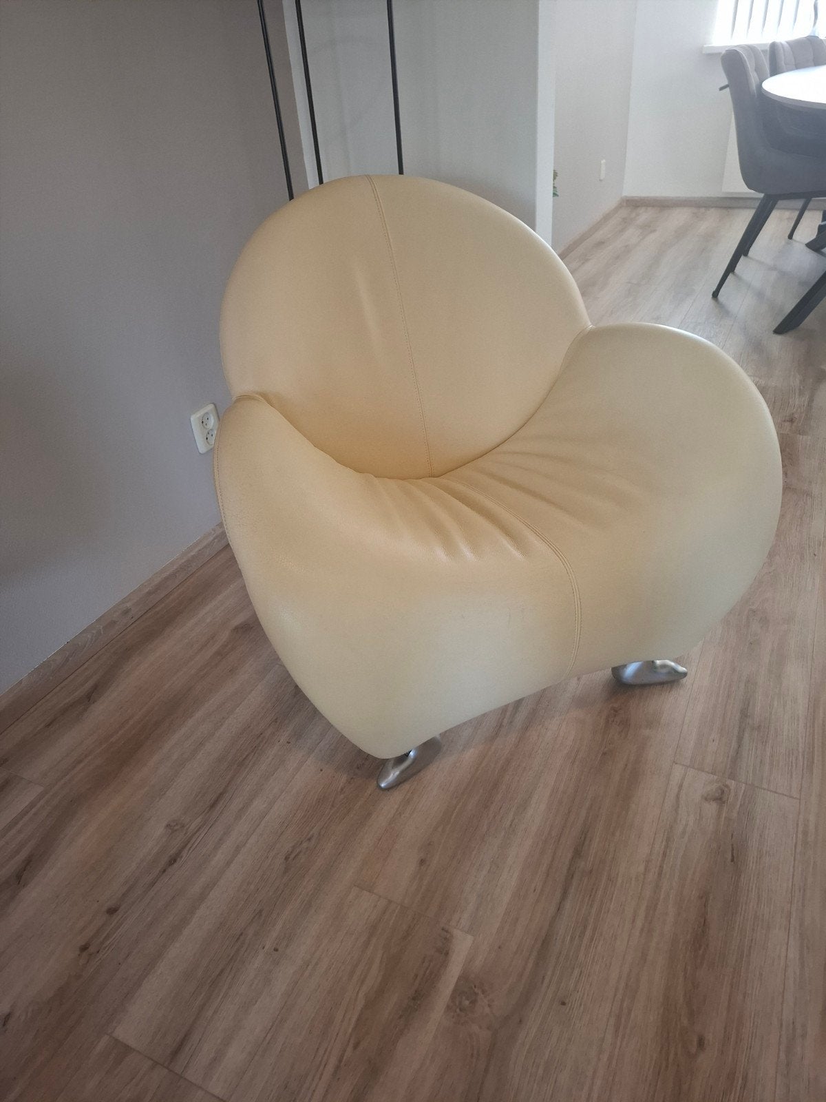 Leolux Papageno., Huis en Inrichting, Fauteuils, Zo goed als nieuw, Leer, Metaal, 75 tot 100 cm, 75 tot 100 cm, Ophalen