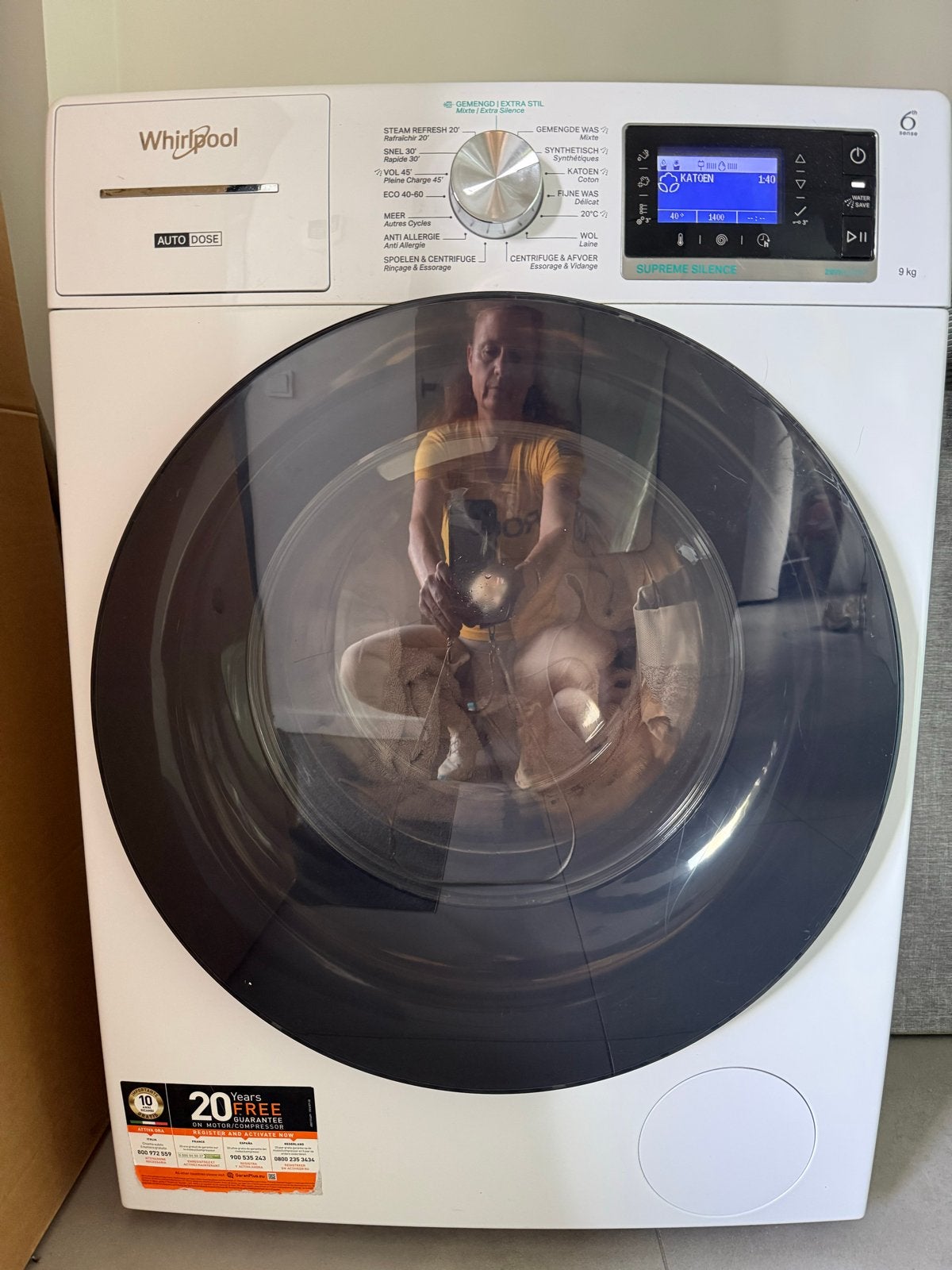 Whirlpool Supreme Silence 9 kg - ZGAN, Ophalen, 1200 tot 1600 toeren, 8 tot 10 kg, Zo goed als nieuw