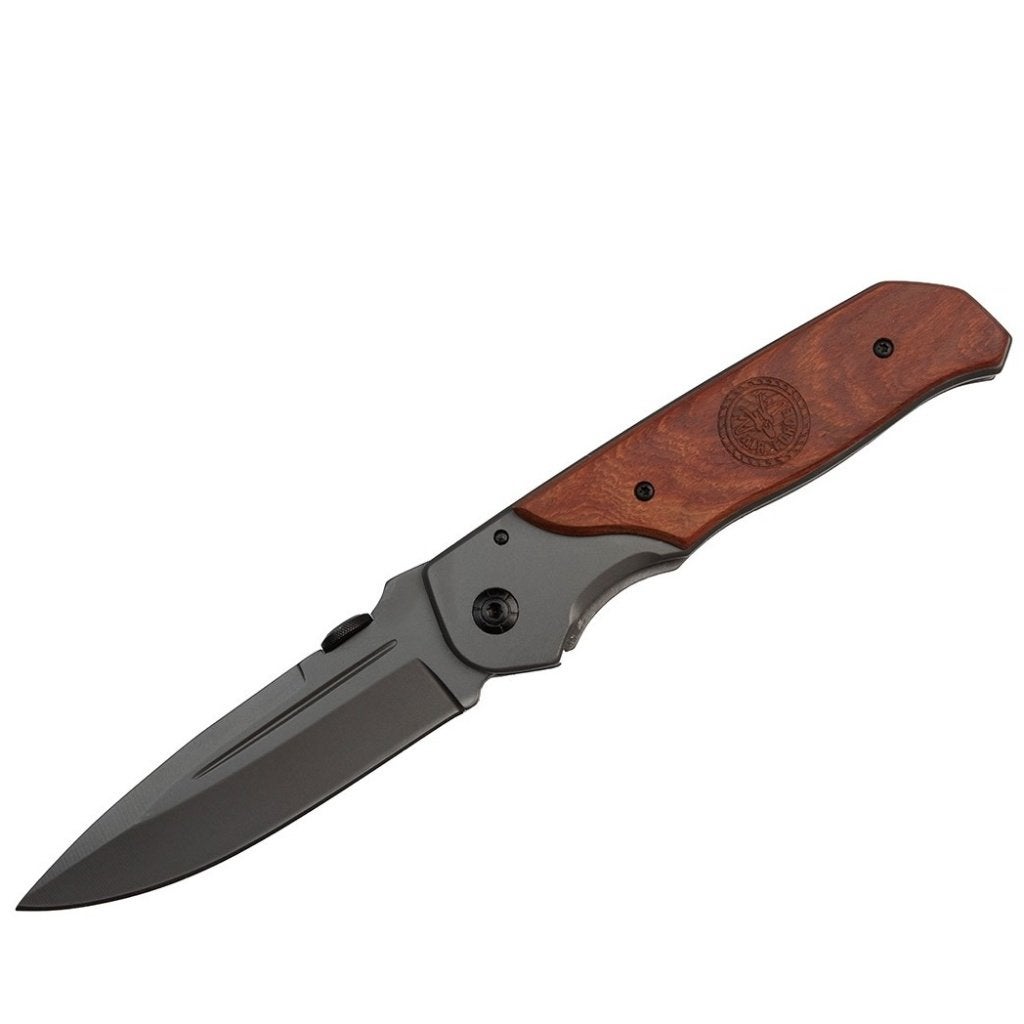 Solide zakmes (22,5 cm) met houten handvat en glasbreker, Verzenden, Nieuw