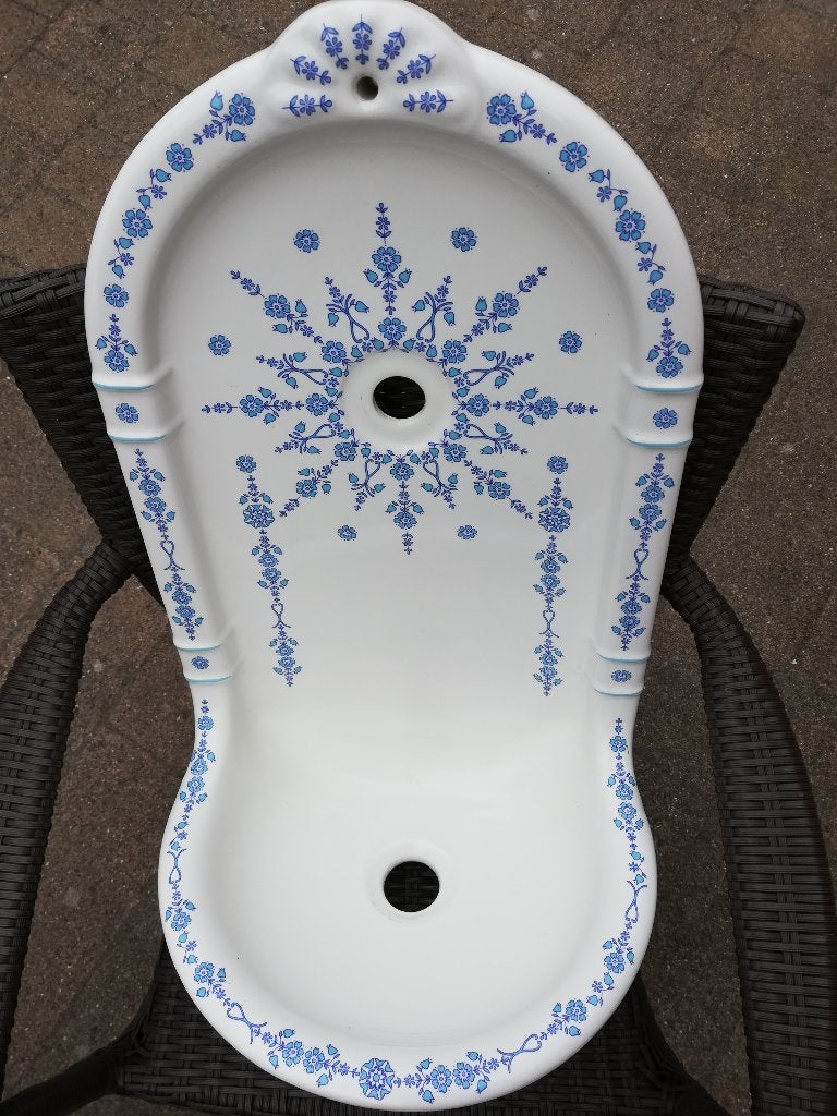 Supermooi fonteintje hoge rug blauw/turquoise decor, Ophalen