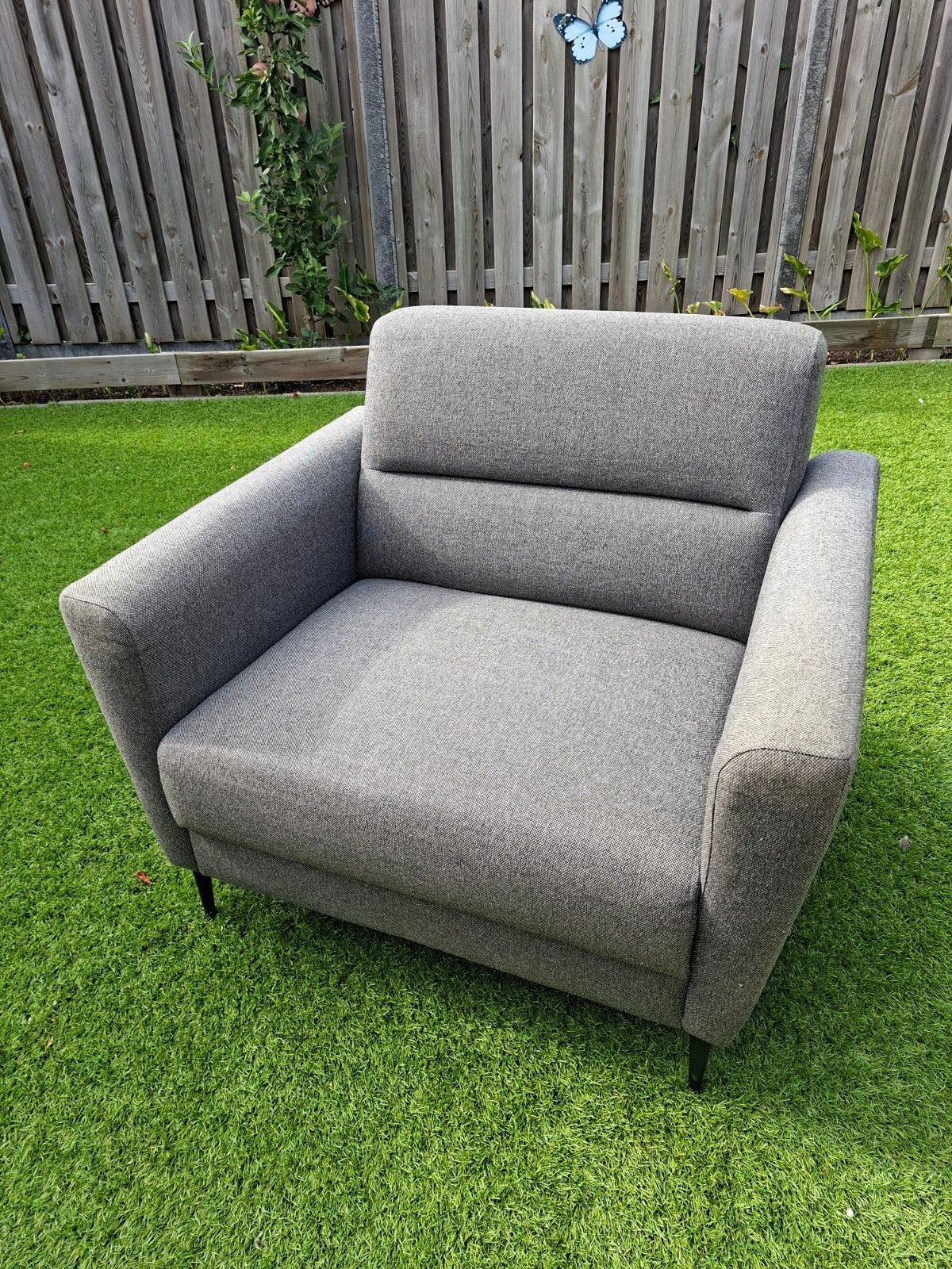 Fauteuil/loveseat - Stof Antraciet, Ophalen, 75 tot 100 cm, Zo goed als nieuw, 75 tot 100 cm