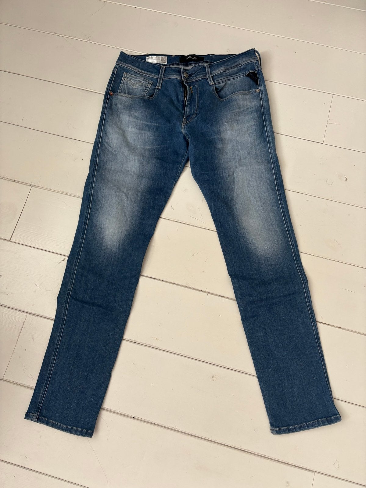 Replay Anbass Slim fit hyperflex Jeans W33 L32 bijna nieuw, Ophalen of Verzenden, Zo goed als nieuw, Blauw, W33 - W34 (confectie 48/50)