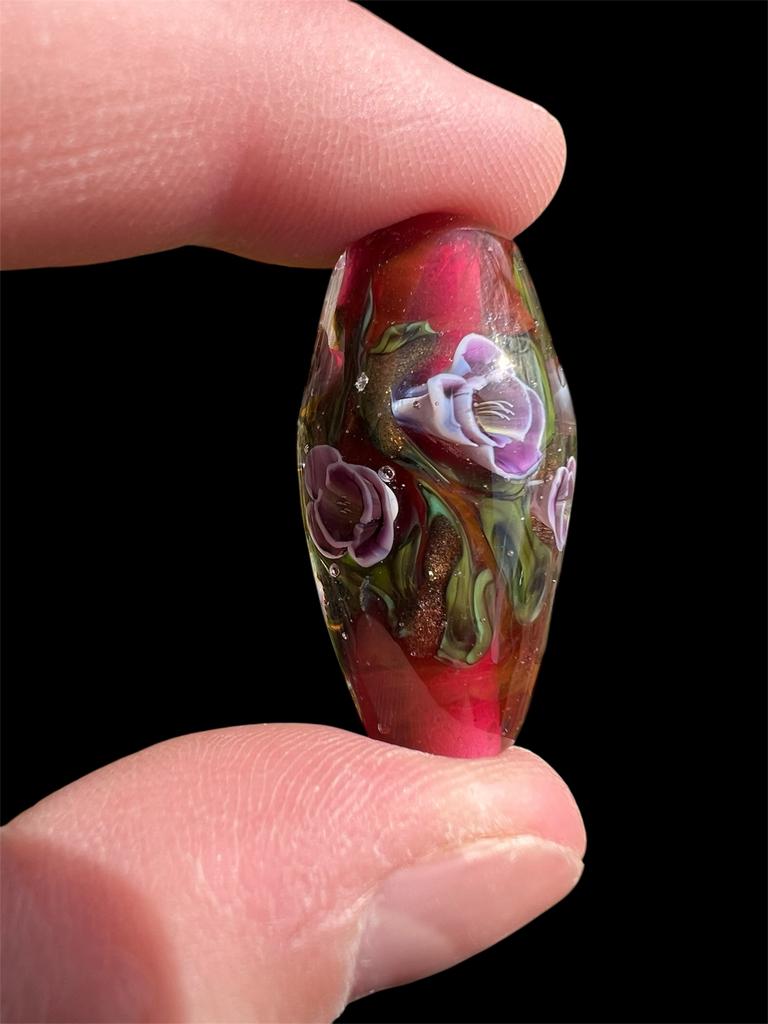 Handgemaakte Murano Glaskraal met Bloem Murrinis, Overige merken, Glas of Kristal, Nieuw, Ophalen of Verzenden