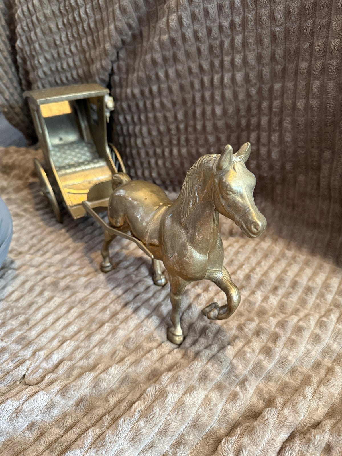 Vintage Messing Paard met Koets Decoratie, Antiek en Kunst, Ophalen of Verzenden, Koper