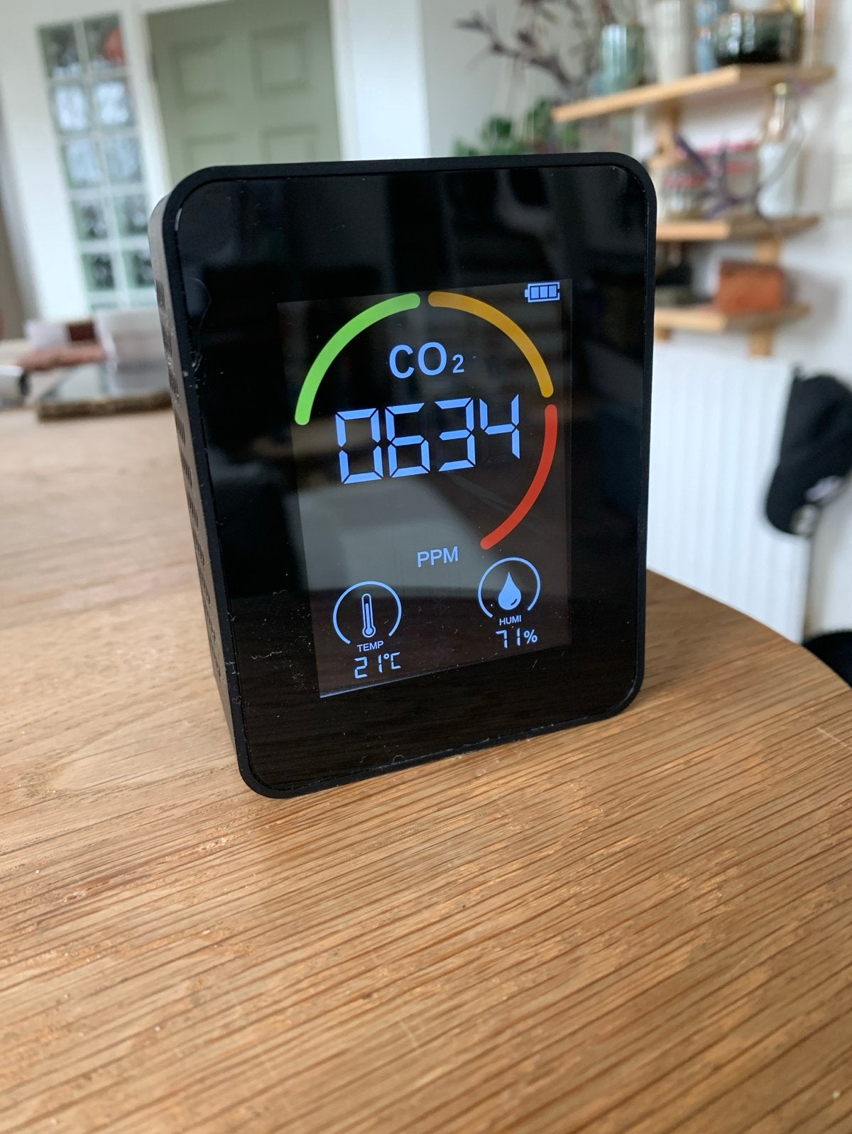 CO2-melder H8 met temperatuur- en vochtigheidsweergave, Overige typen, Werkt op batterijen, Ophalen of Verzenden, Zo goed als nieuw