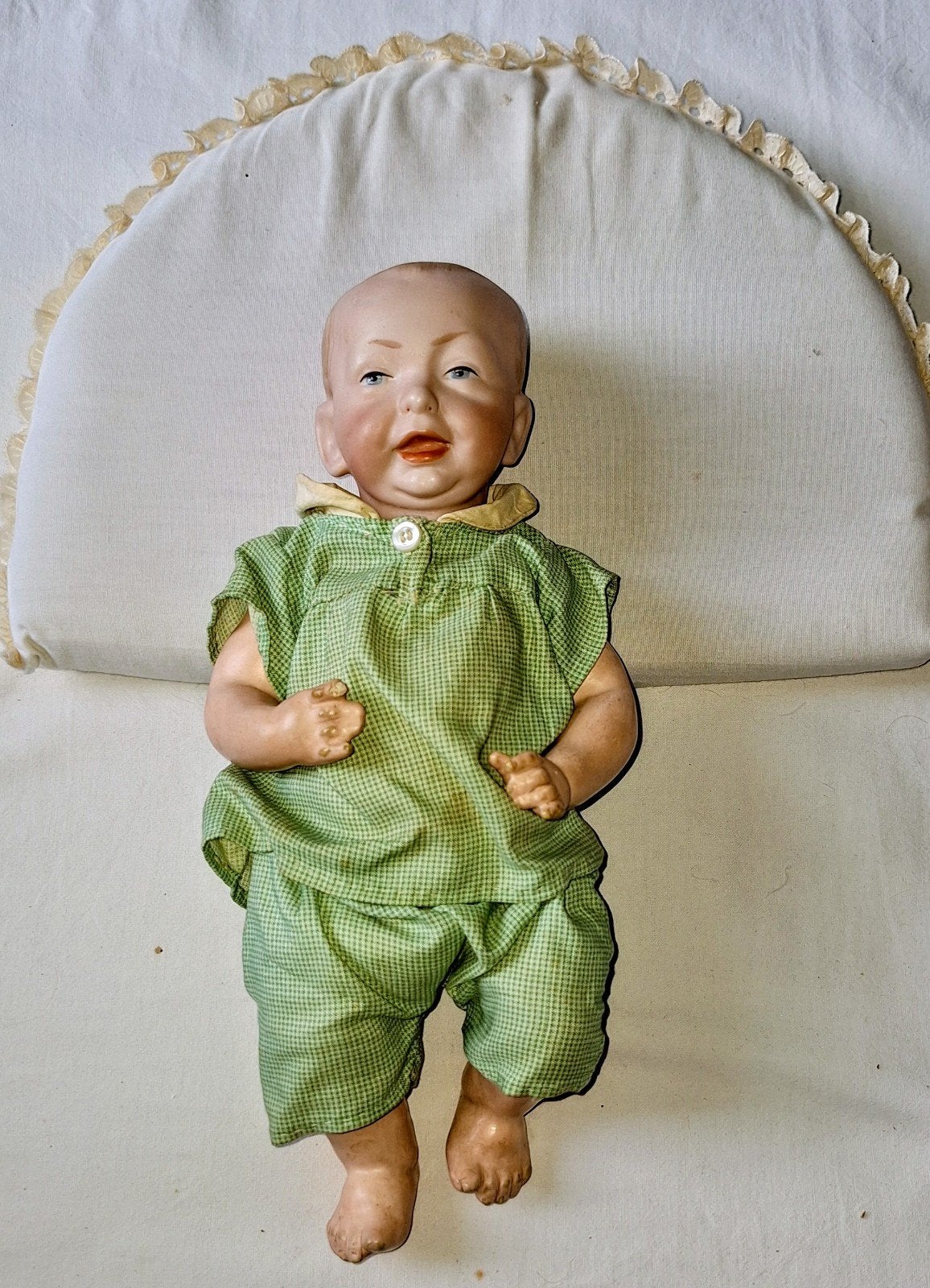 Antieke Kaizer baby - Porselein - Vintage Speelgoed, Verzamelen, Ophalen of Verzenden, Gebruikt, Babypop
