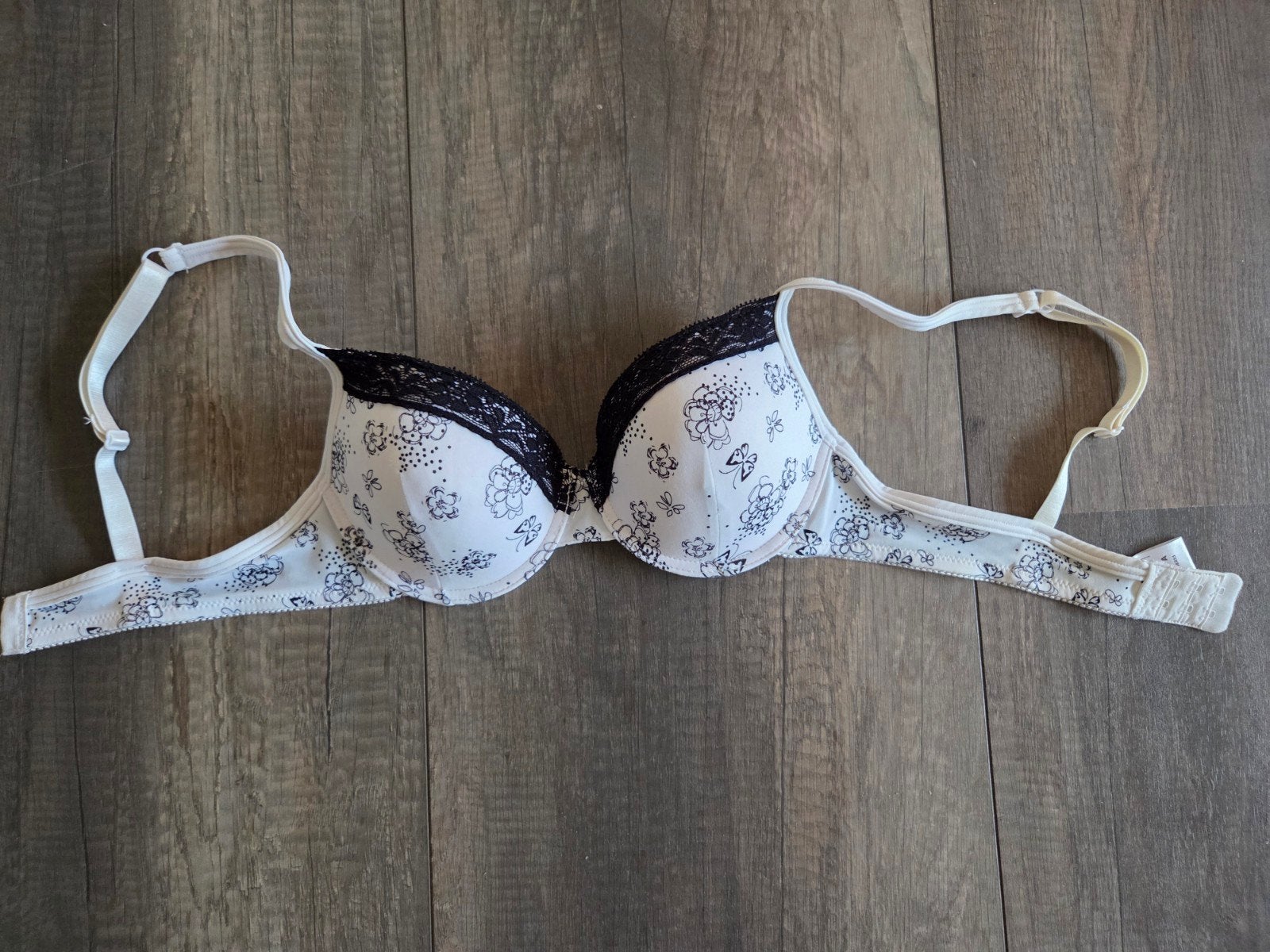 Mooie BH met bloemenprint en kant, maat 70A, Verzenden, Wit, BH