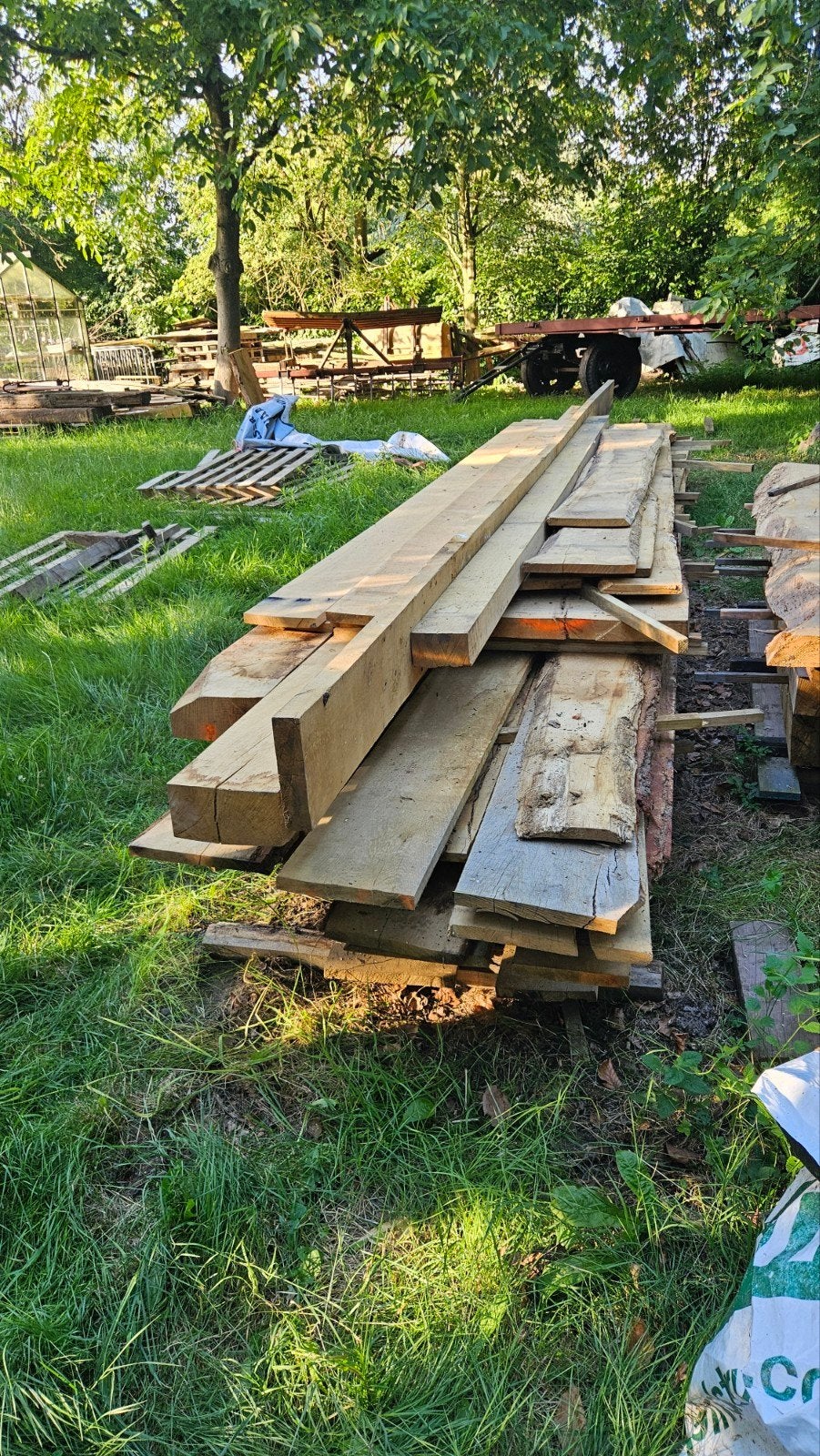 Eiken schaaldelen, balken en palen, Ophalen, 250 cm of meer, Balken, Hardhout