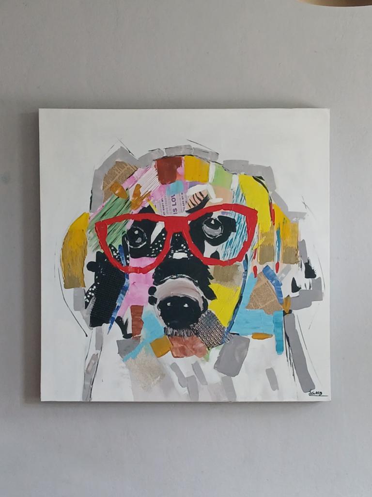 Schilderij hond met bril, Ophalen
