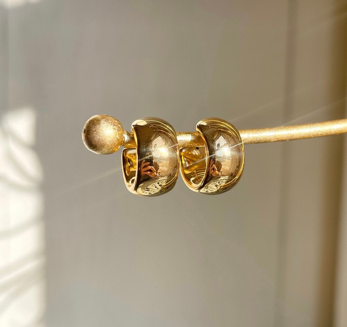 Gouden oorbellen | 14k | Nieuw | Chunky hoops | Geelgoud, Sieraden, Tassen en Uiterlijk, Oorbellen, Ophalen of Verzenden, Zo goed als nieuw