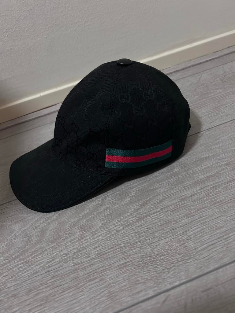 Gucci pet Zwart met Webdetail, Kleding | Heren, Ophalen, Nieuw, Pet