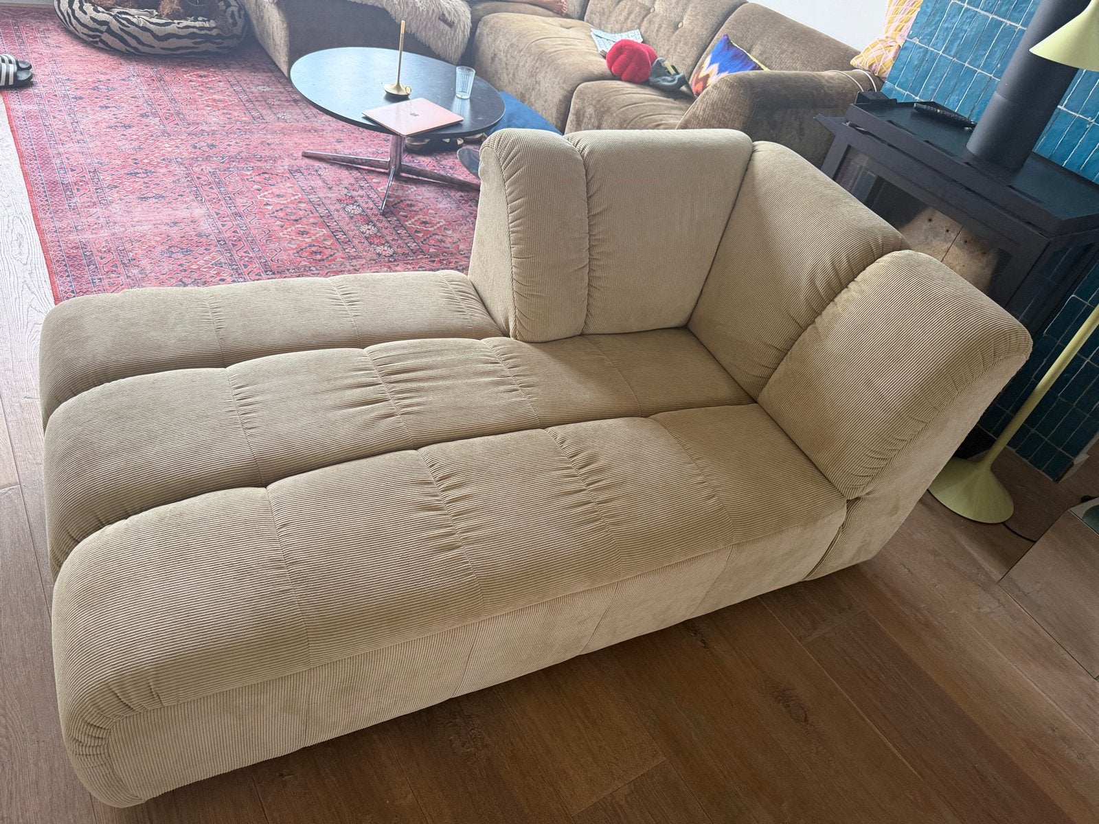 HKliving Wave bank element left divan corduroy rib hay, Gebruikt, Eenpersoons, 150 tot 200 cm, 75 tot 100 cm
