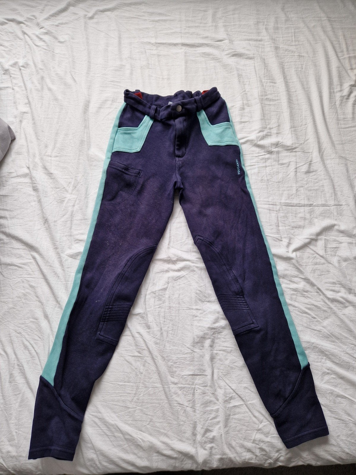 Decathlon Fouganza rijbroek maat 152, Dieren en Toebehoren, Blauw, Gebruikt, Overige maten, Verstelbaar