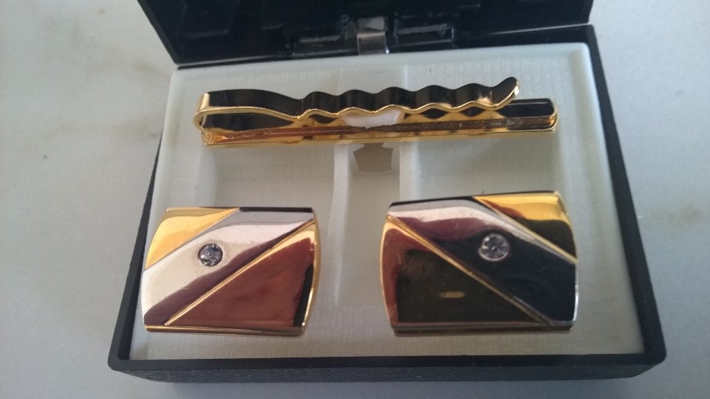 Vintage manchet knopen + dasspeld, Ophalen of Verzenden, Zo goed als nieuw, Overige materialen