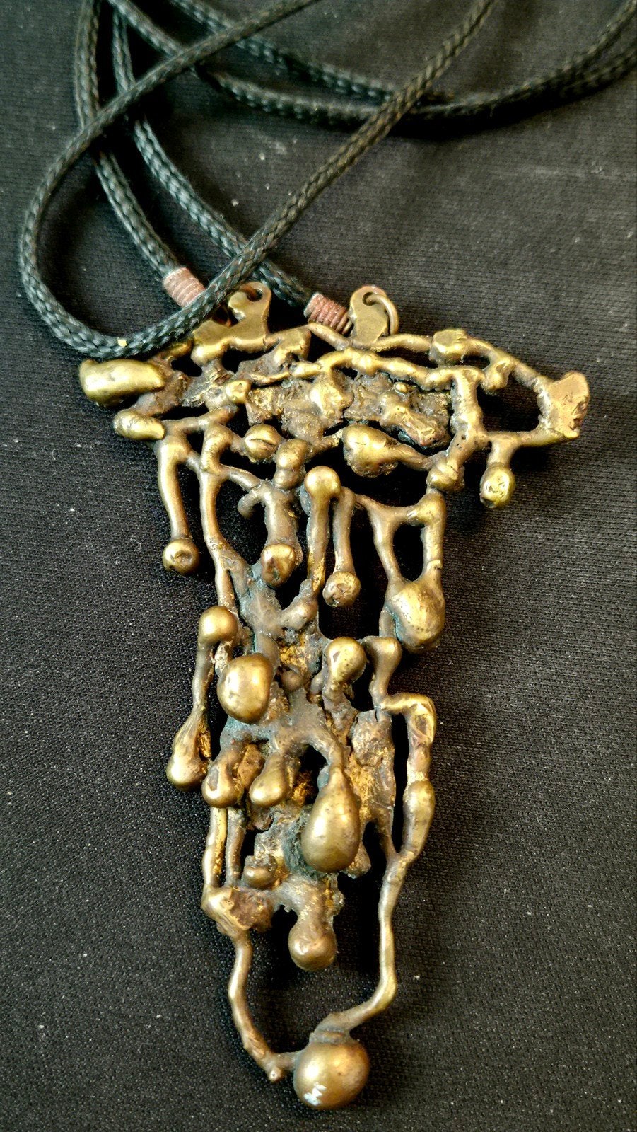 Unieke bronzen hanger ketting - Abstract design, Gebruikt, Bruin, Ophalen of Verzenden, Overige materialen