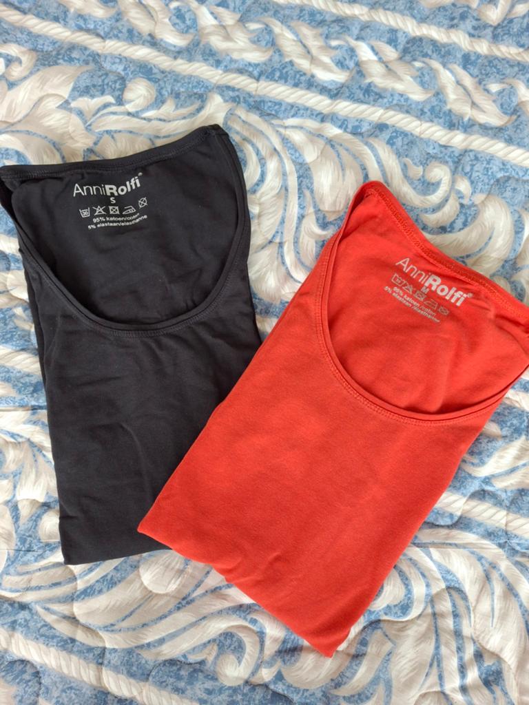 Set of two long sleeve t-shirt by Anni Rolfi., Maat 38/40 (M), Zo goed als nieuw, Lange mouw, Rood