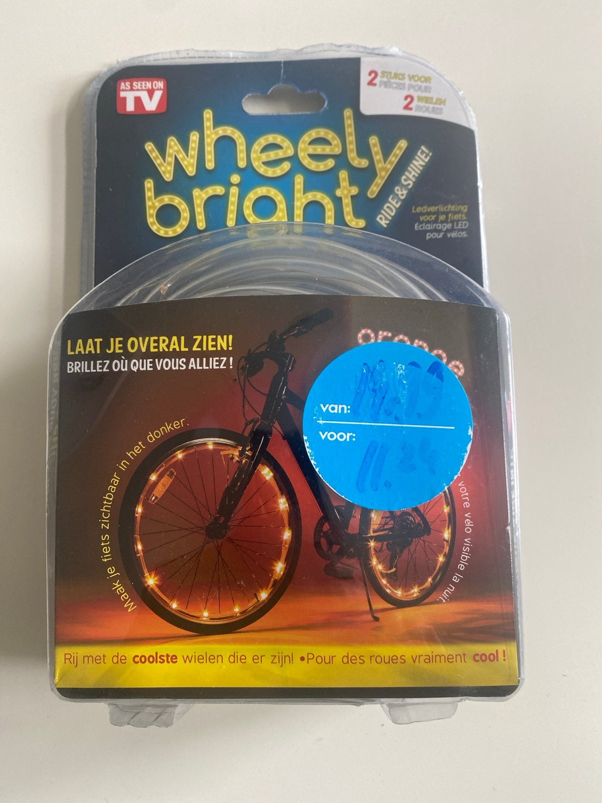 Wheely Bright LED Fietsverlichting - Oranje, Fietsen en Brommers, Waterbestendig, Nieuw, Ophalen of Verzenden, Batterij