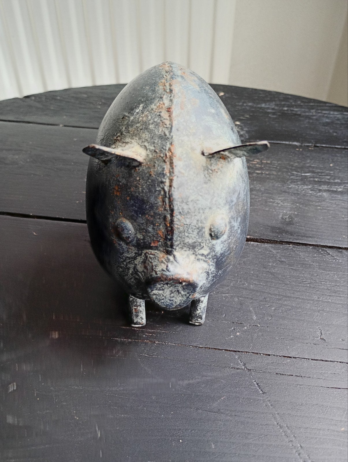 Antiek metalen spaarvarken - Uniek decoratiestuk, Ophalen of Verzenden, Gebruikt, Metaal of Blik, Dier