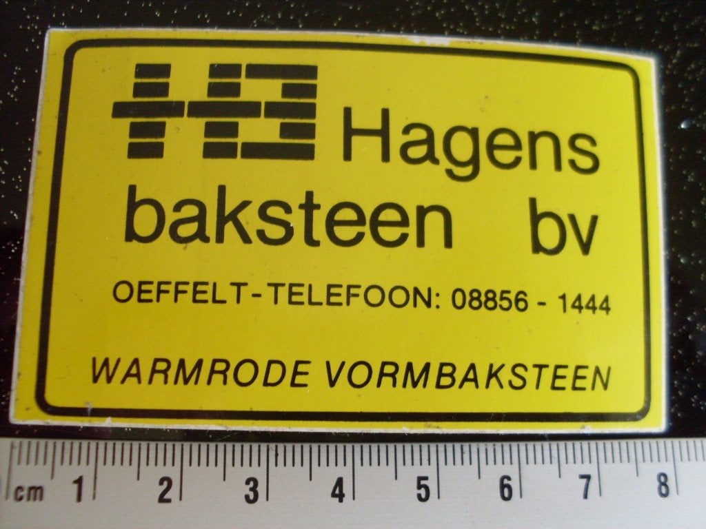sticker Hagens baksteen oeffelt warmrode vormbaksteen logo, Verzenden, Zo goed als nieuw, Bedrijf of Vereniging