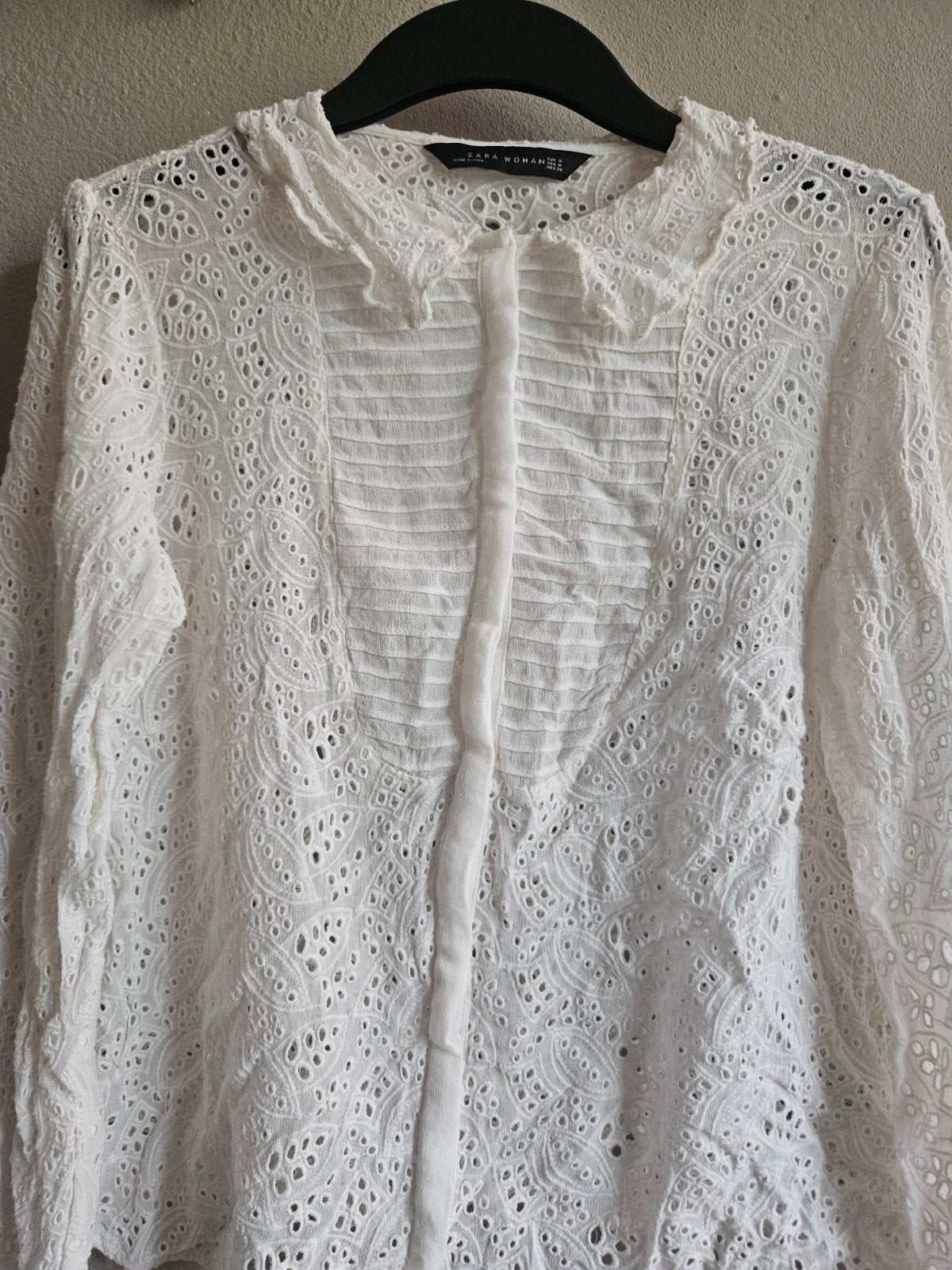 Zara Woman witte kanten blouse maat M, Maat 38/40 (M), Wit, Ophalen of Verzenden, Zo goed als nieuw