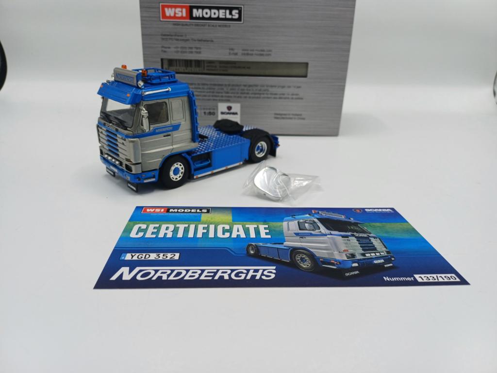 WSI Scania 143 streamline Tommy Nordberghs, Hobby en Vrije tijd, Modelauto's | 1:50, Ophalen of Verzenden, Zo goed als nieuw, Bus of Vrachtwagen